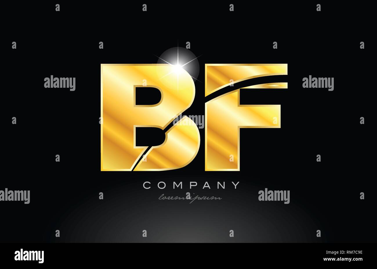 combination letter bf b f gold golden alphabet logo icon design with ...