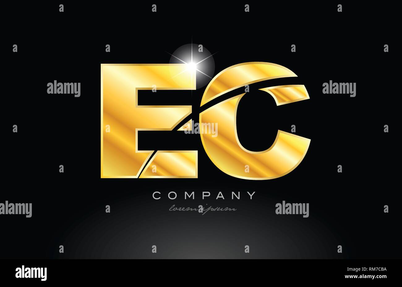 Combination Letter Ec E C Gold Golden Alphabet Logo Icon Design With Metal Look On Black Background Suitable For A Company Or Business Stock Vector Image Art Alamy