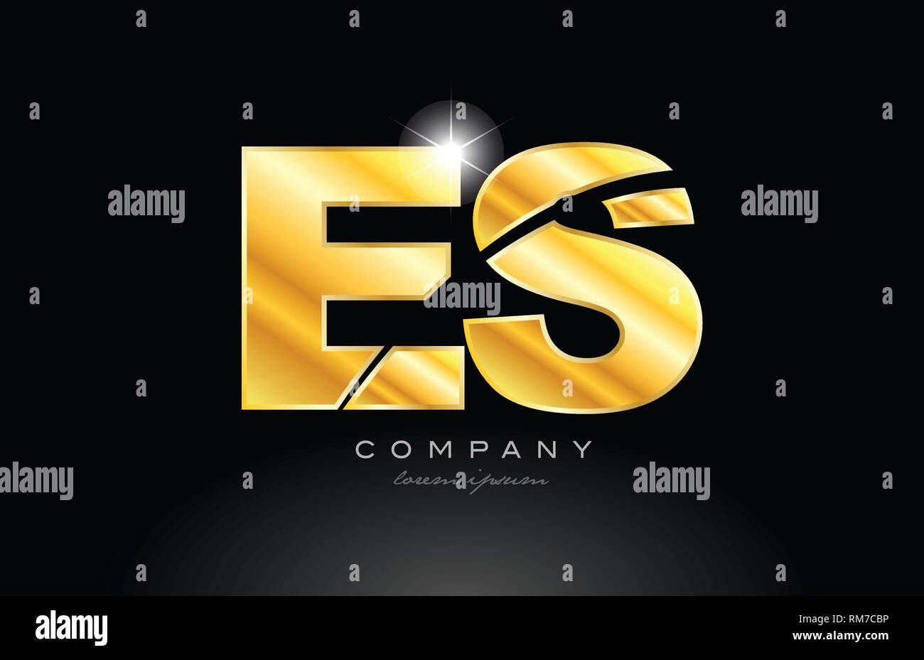 combination letter es e s gold golden alphabet logo icon design with ...