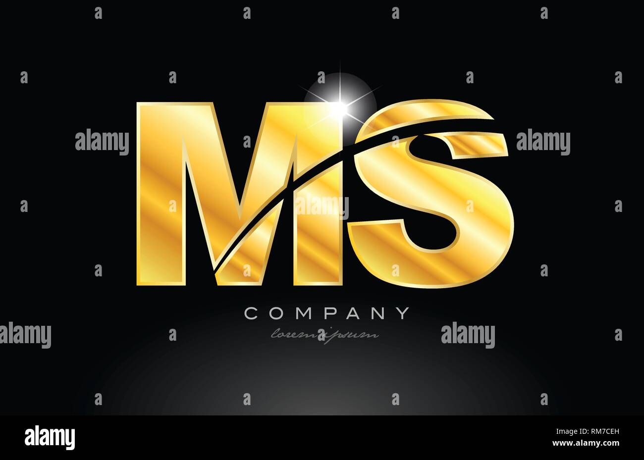 combination letter ms m s gold golden alphabet logo icon design with ...