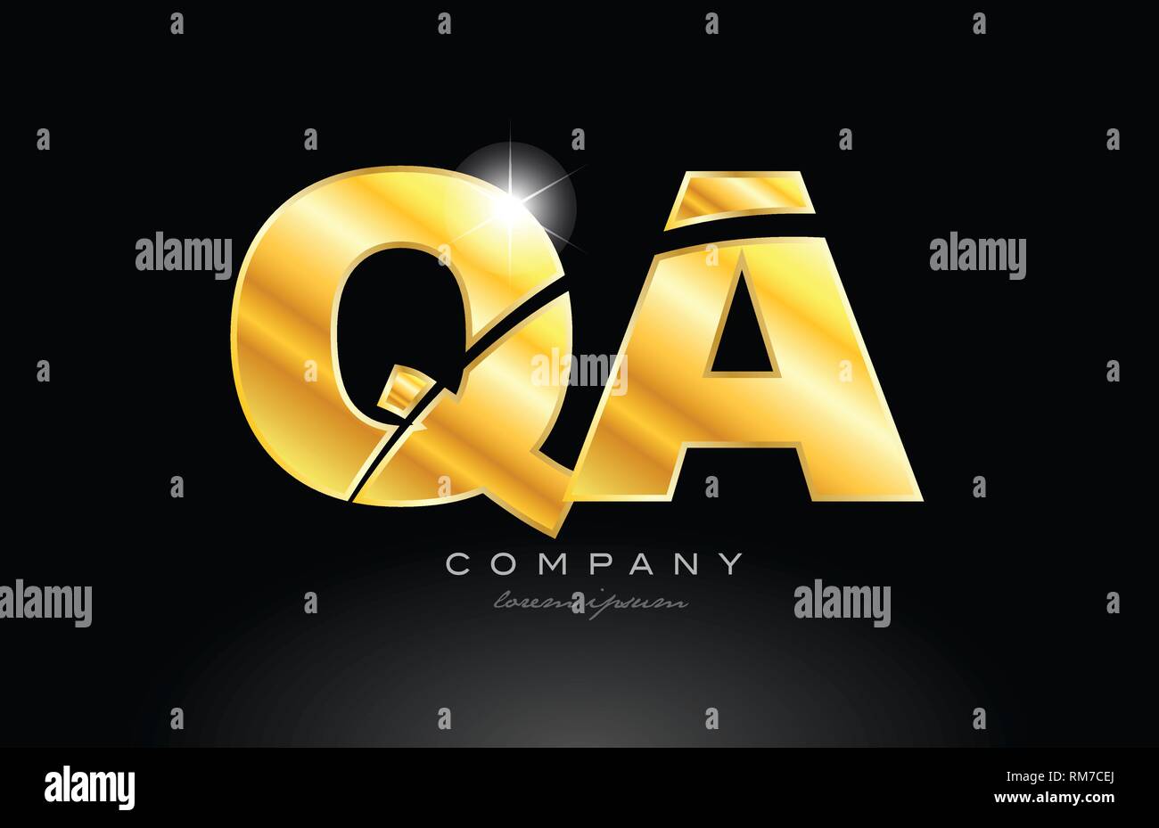 combination letter qa q a gold golden alphabet logo icon design with ...