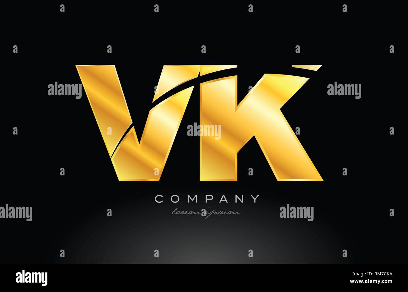 combination letter vk v k gold golden alphabet logo icon design with ...