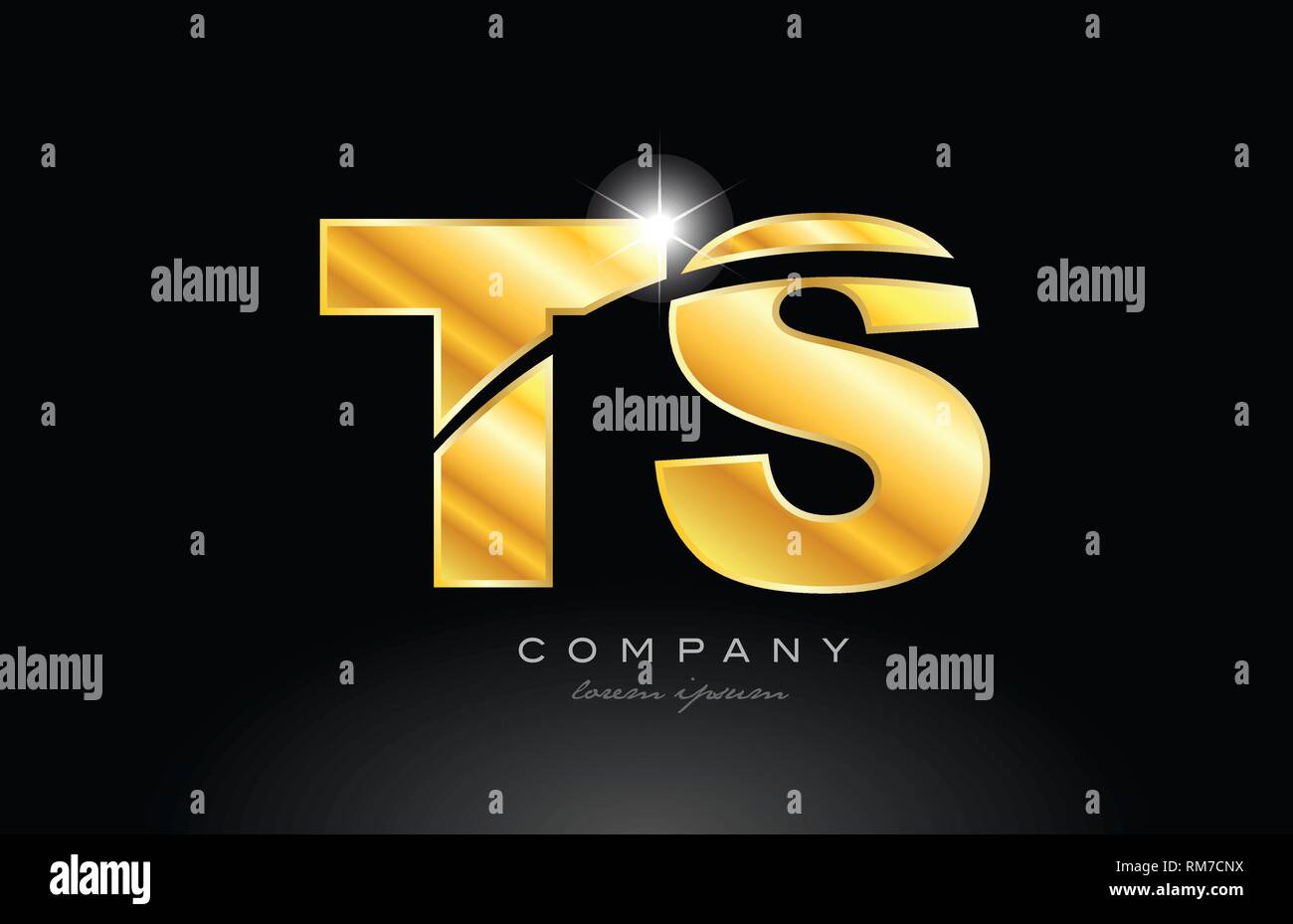 combination letter ts t s gold golden alphabet logo icon design with ...