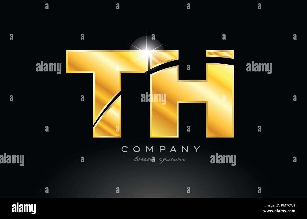 combination letter th t h gold golden alphabet logo icon design with ...