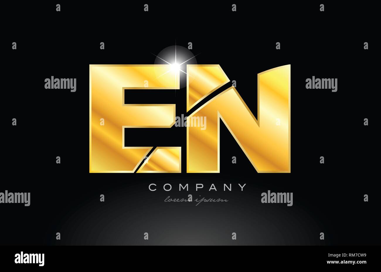 combination letter en e n gold golden alphabet logo icon design with ...