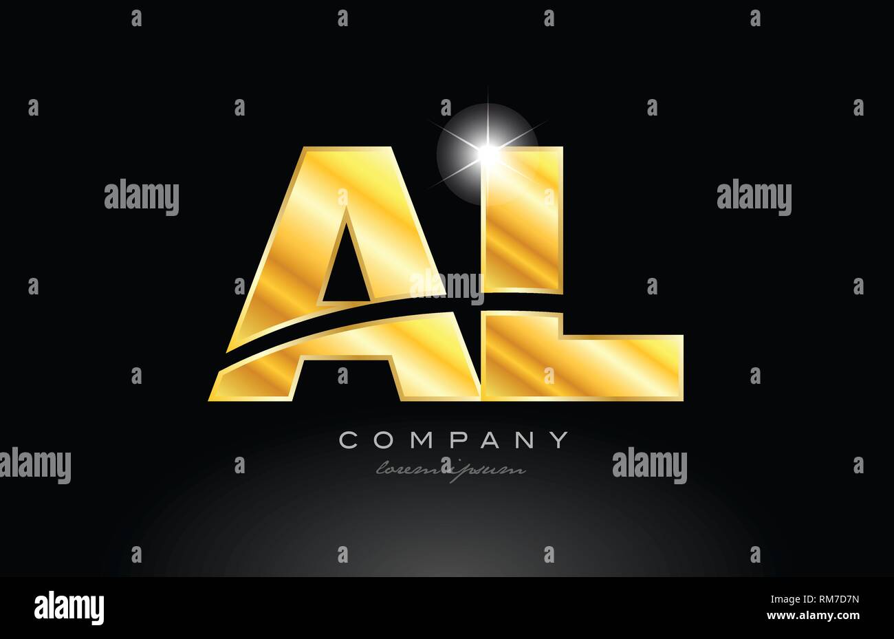 combination letter al a l gold golden alphabet logo icon design with ...