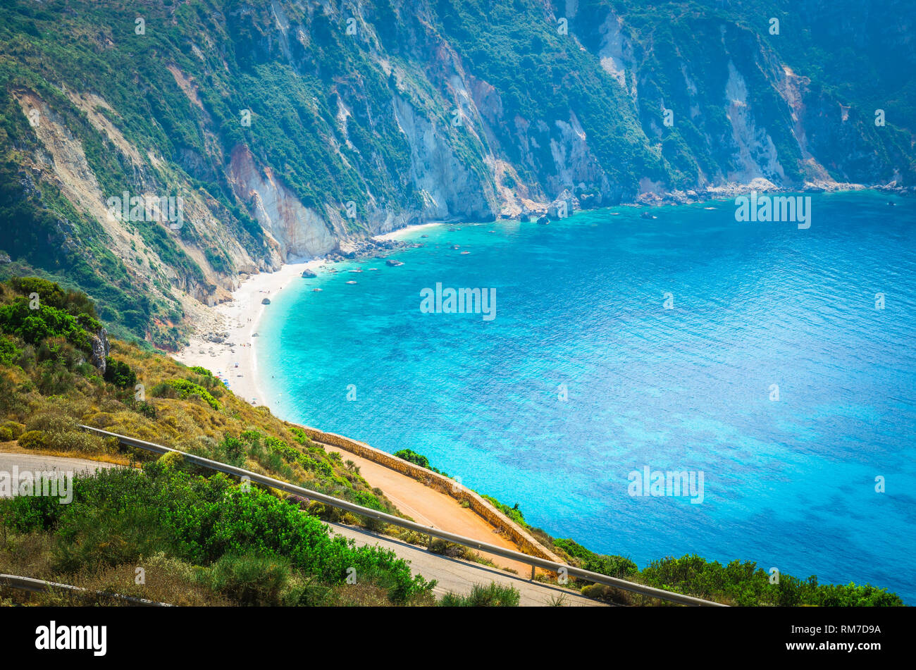 Petani Beach Kefalonia Island Greece Stunning View Of Petani Bay In petani-beach-kefalonia-island-greece-stunning-view-of-petani-bay-in