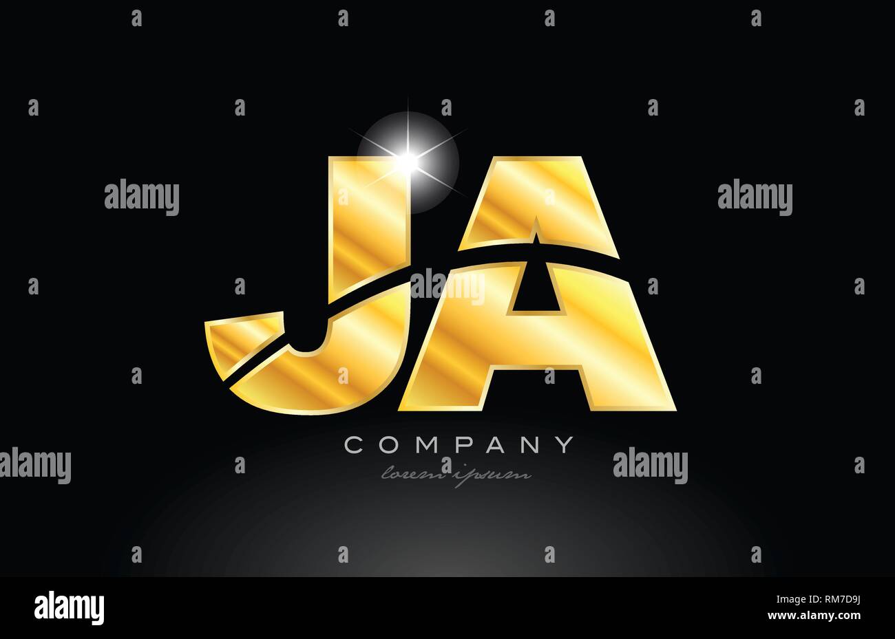combination letter ja j a gold golden alphabet logo icon design with ...