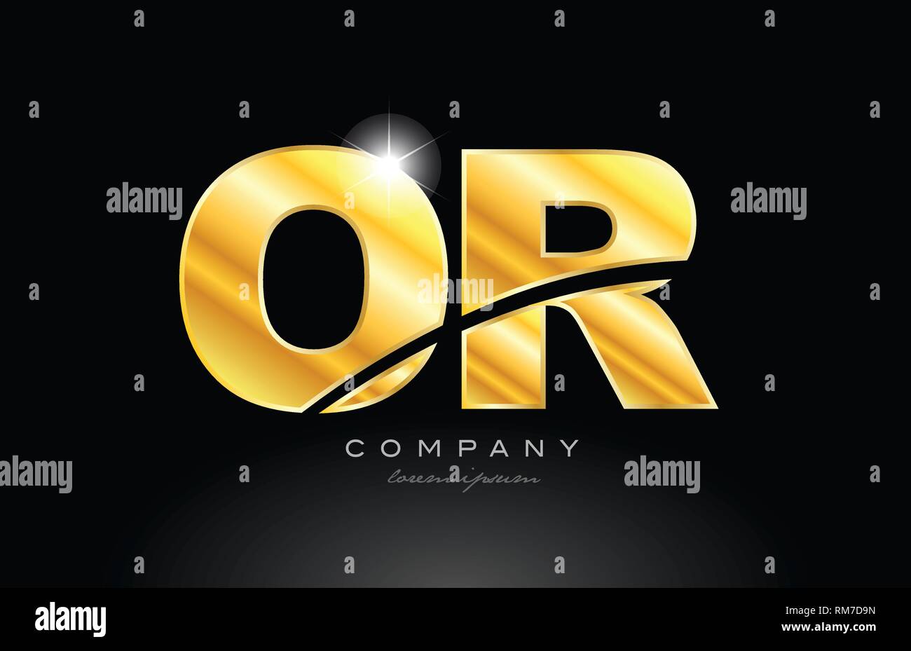 combination letter or o r gold golden alphabet logo icon design with ...