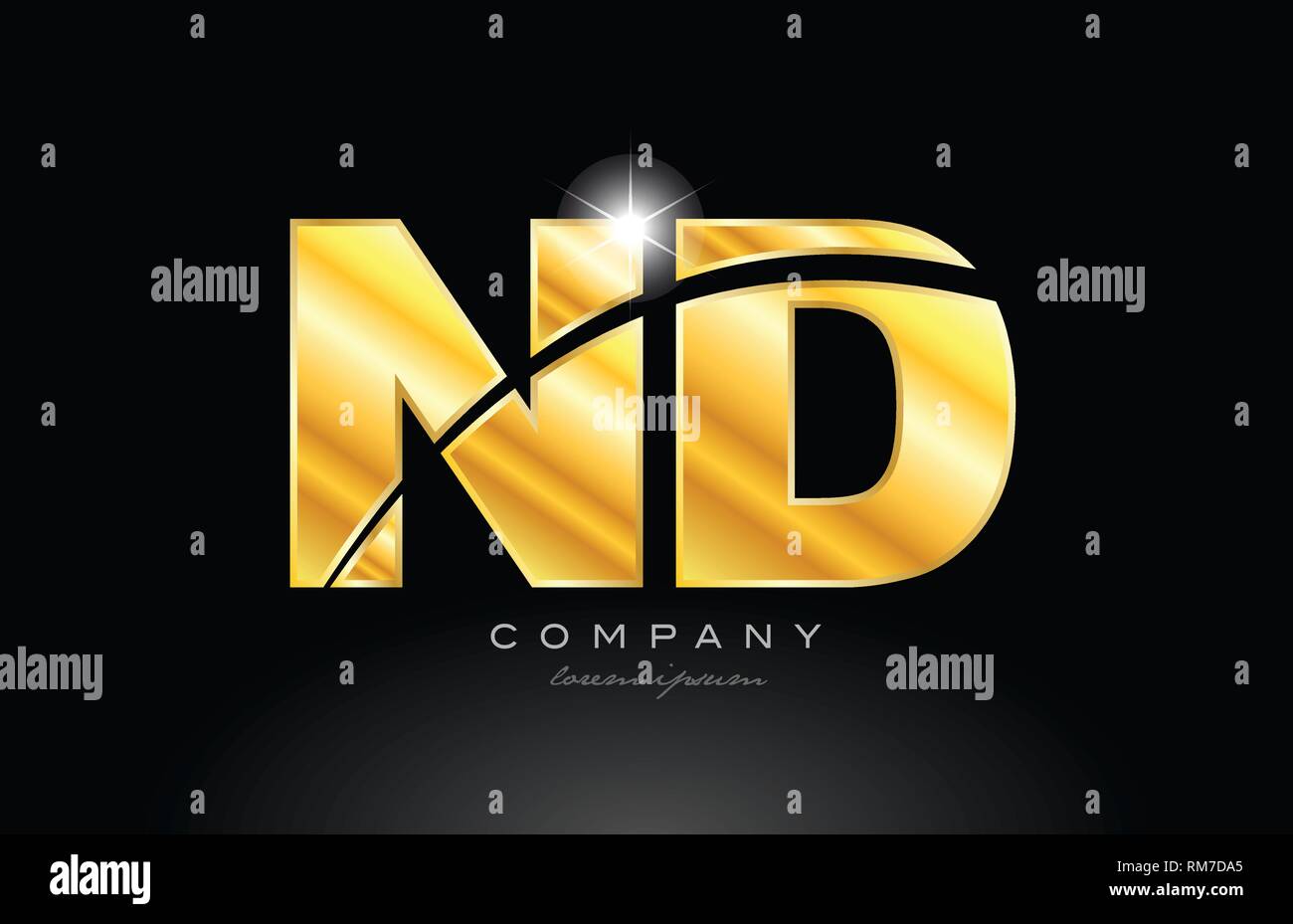 combination letter nd n d gold golden alphabet logo icon design with ...