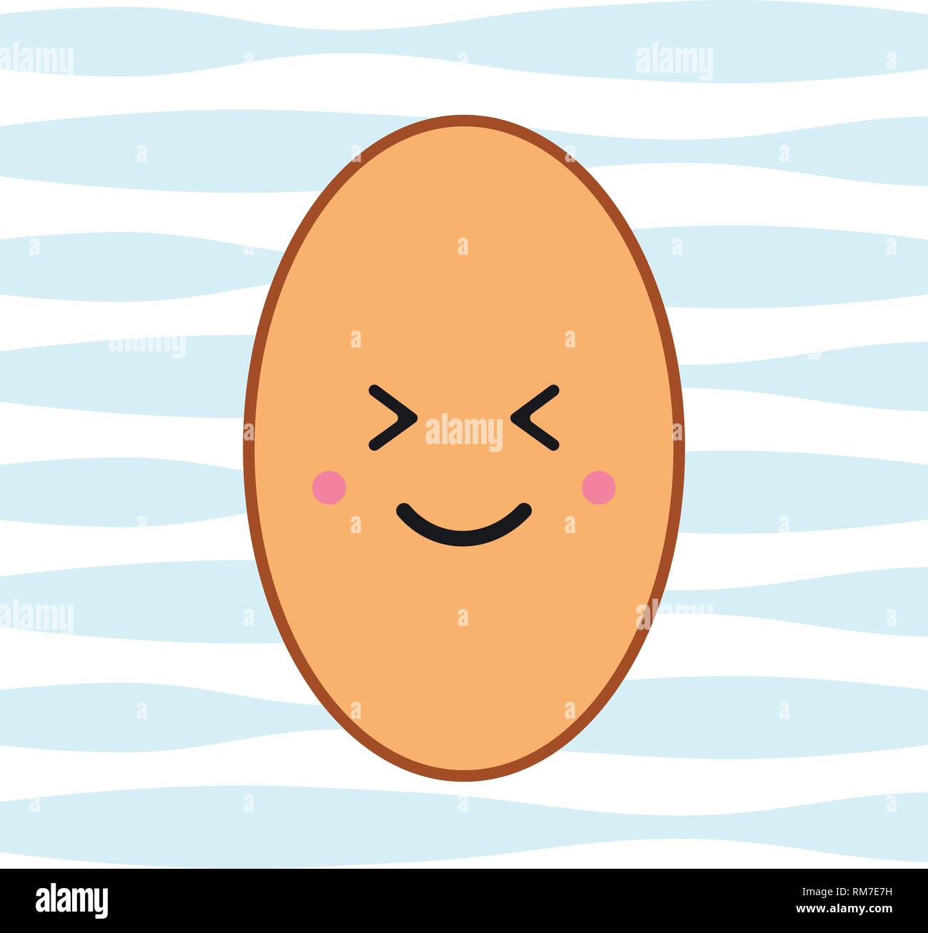 Dreaming vector egg icon in cute kawaii style. Stock Vector