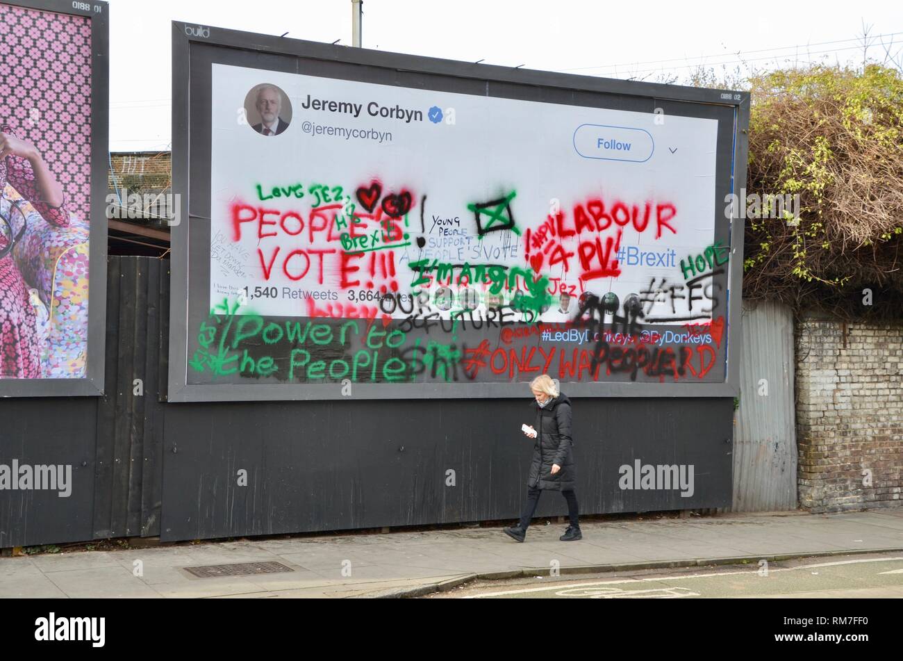 twitter page of jeremy corbyn on billboard poster reproduced by led by