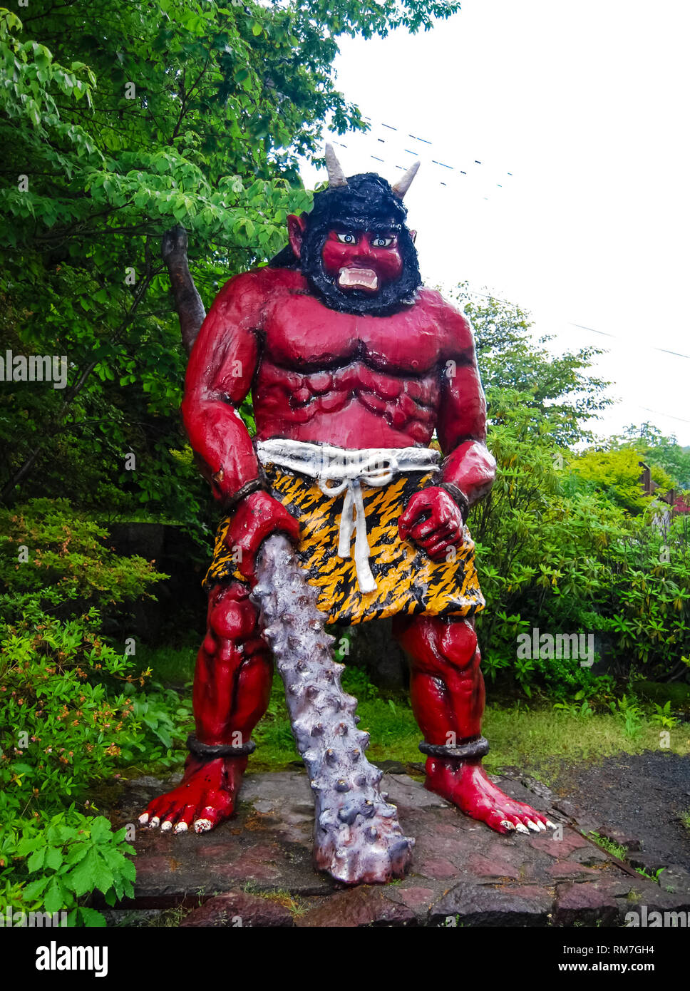 Noboribetsu, Hokkaido, Japan - 15th October Noboribetsu, a red demon with a baton, a sculpture park Stock Photo - Alamy