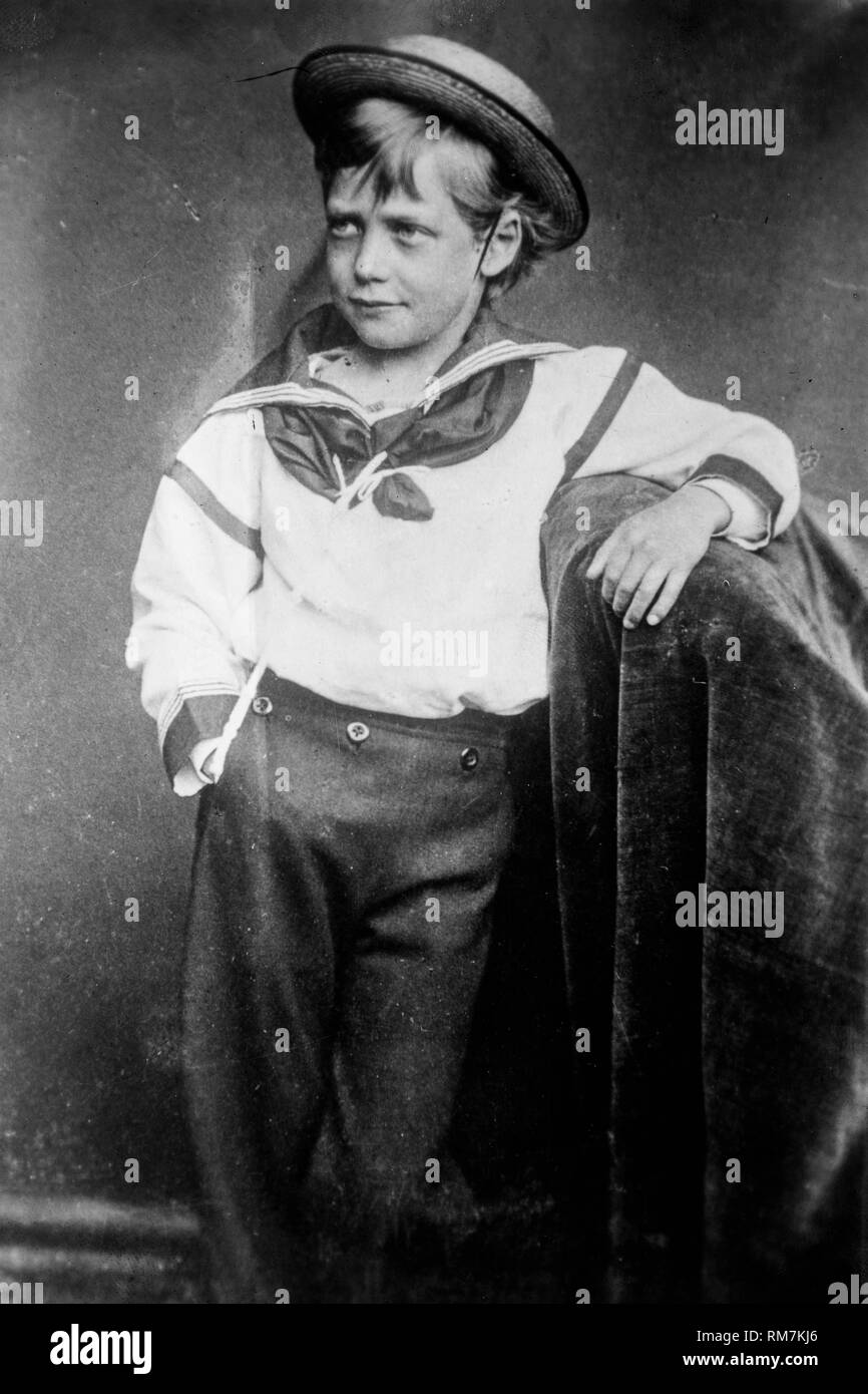King George V of the United Kingdom (1865-1936), reign (1910-1936) as a boy in 1870, portrait photograph Stock Photo