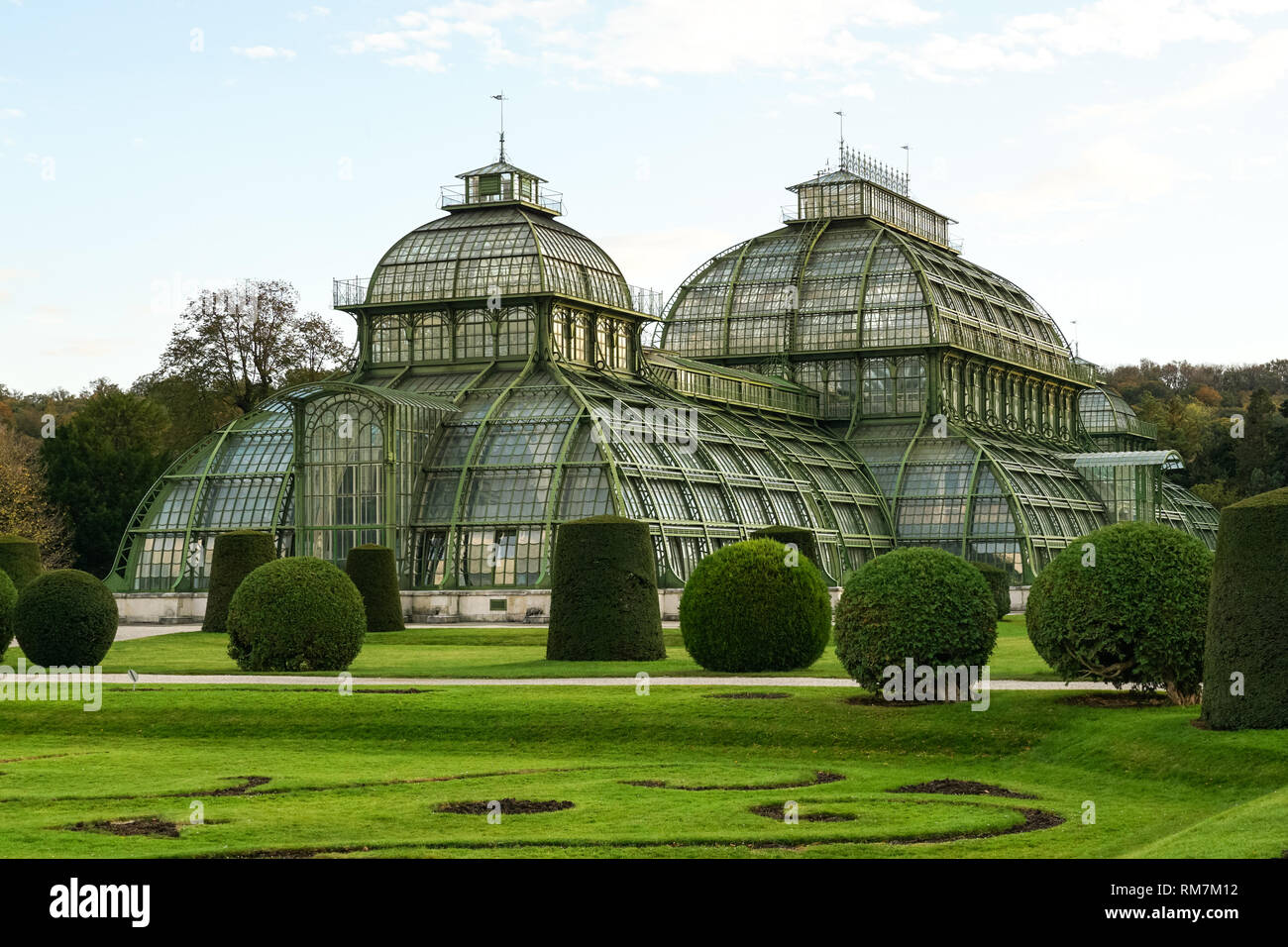 The Palm House in the Schönbrunn Palace gardens in Vienna, Austria Stock Photo