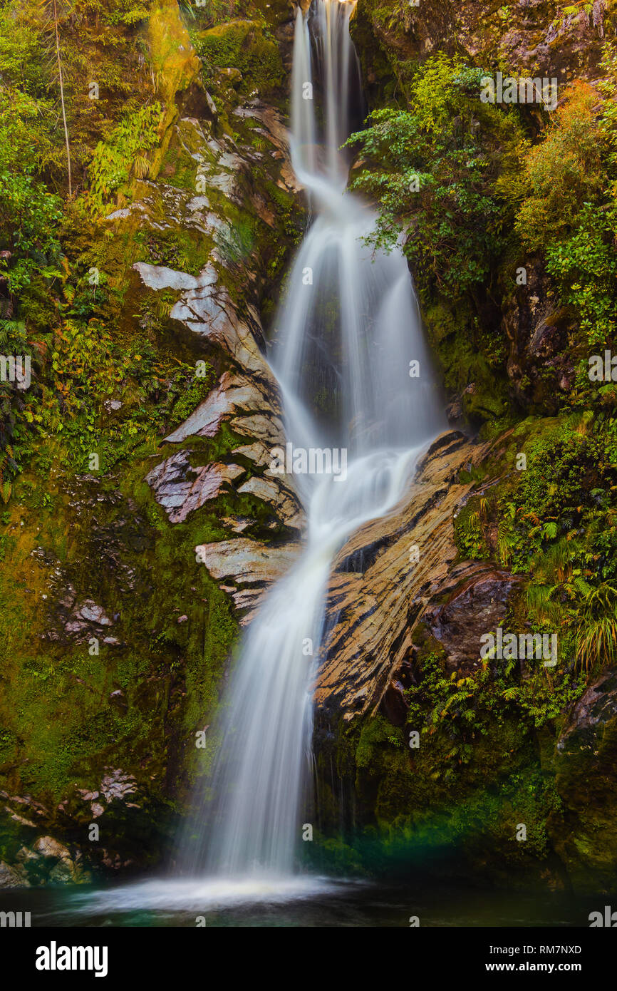 In The Lush Green Mountains Of The South Island Of New Zealand Many Rivers Spring Up And Plunge Spectacularly Down The Rock Faces Stock Photo Alamy In The Lush Green Mountains Of The South Island Of New Zealand Many Rivers Spring Up And Plunge Spectacularly Down The Rock Faces Stock Photo Alamy