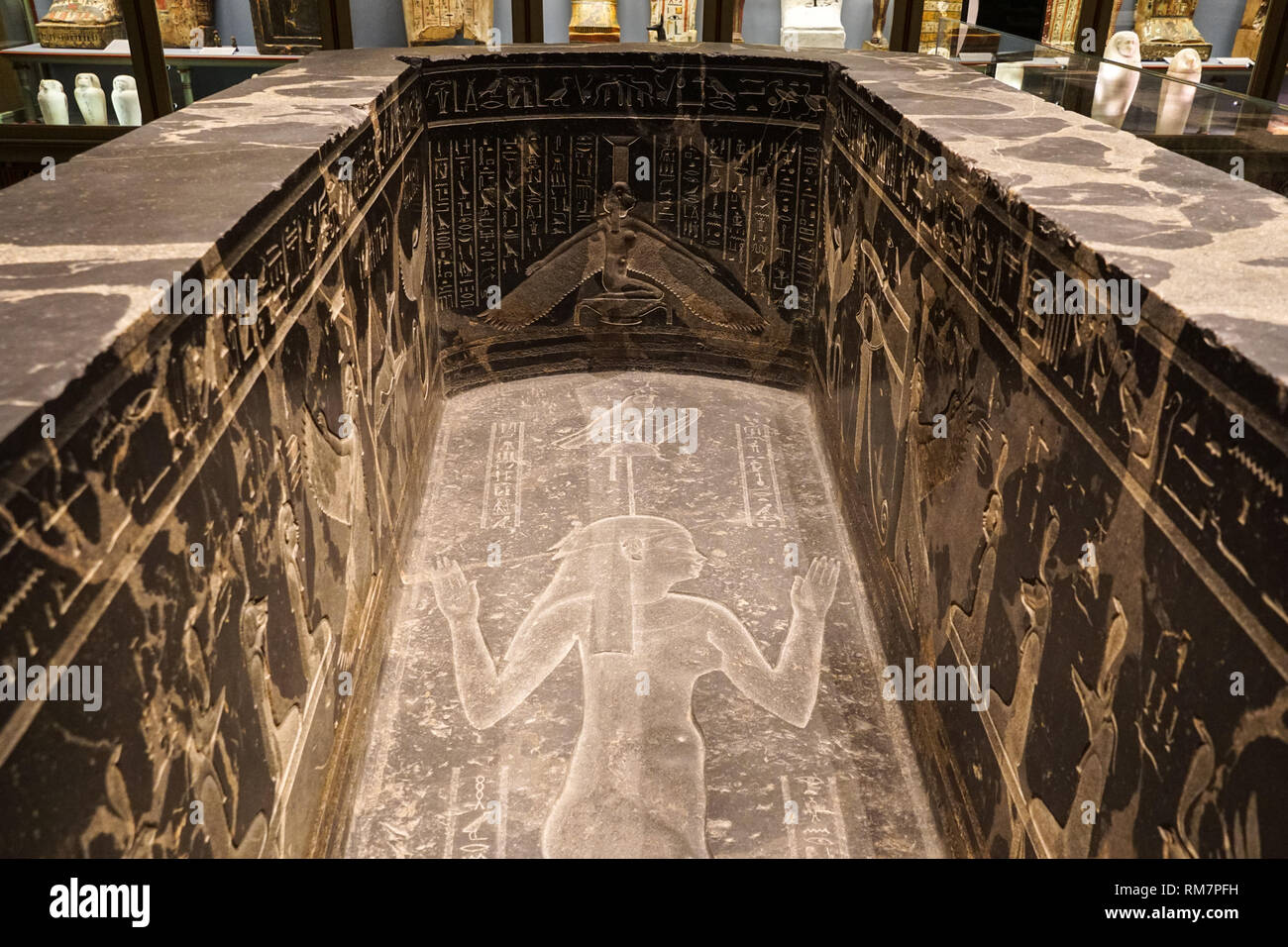 Sarcophagus at Ancient Egypt display in the Kunsthistorisches Museum in Vienna, Austria Stock Photo
