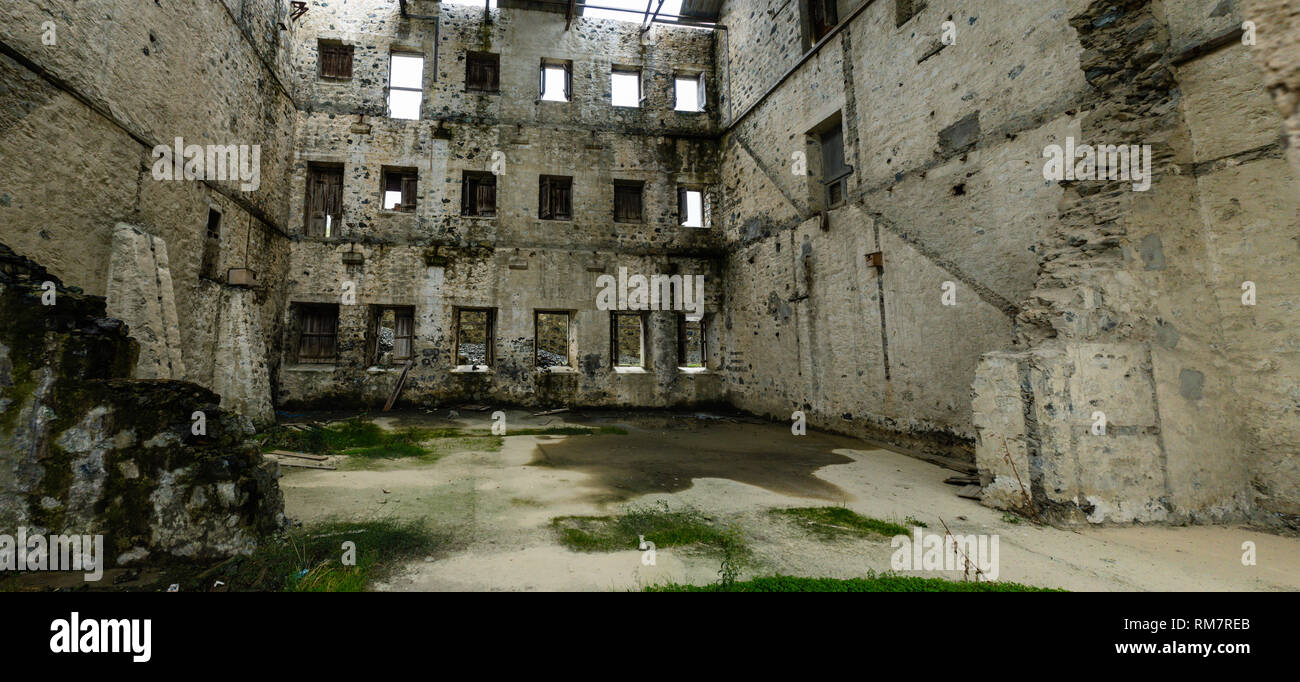 Inside one of the abandoned buildings of Amiantos abandoned asbestos