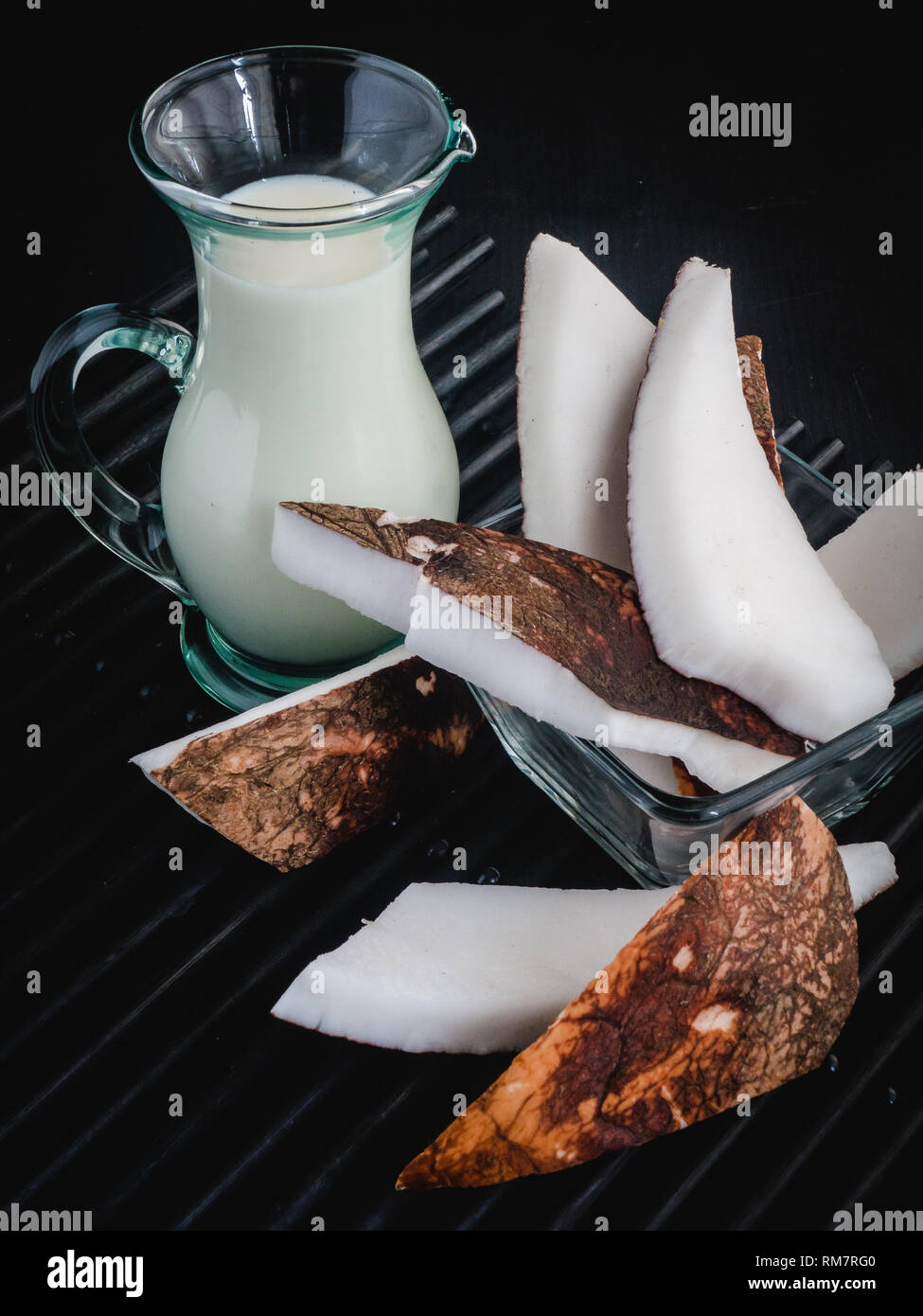 Fresh Coconut Slices Stock Photo