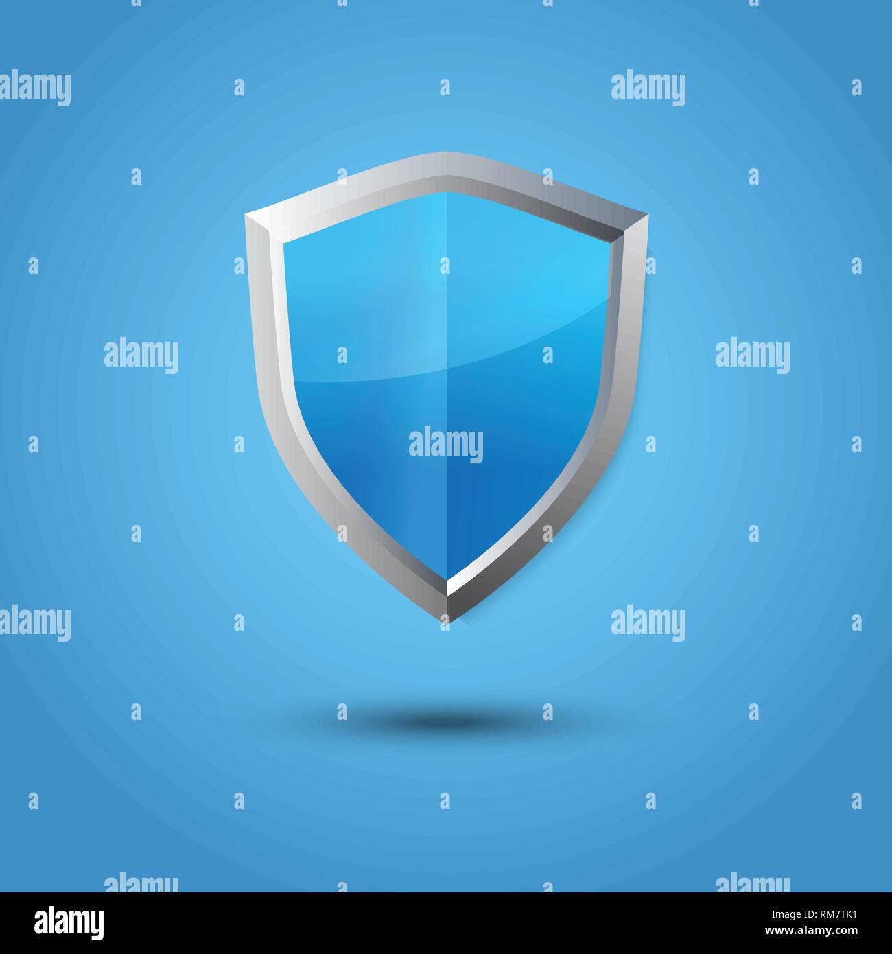 Glossy vector steel shield. Protection symbol for design Stock Vector
