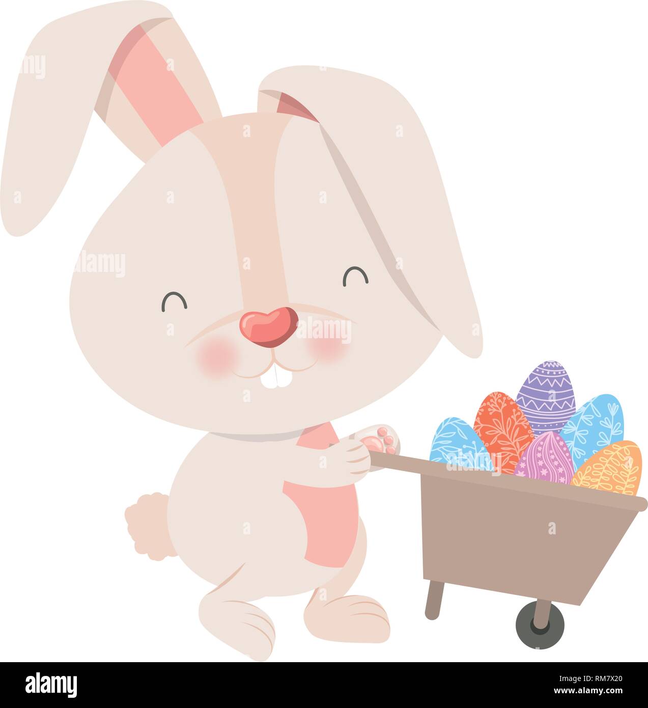 bunny with wheelbarrow and easter eggs icon Stock Vector Image & Art ...