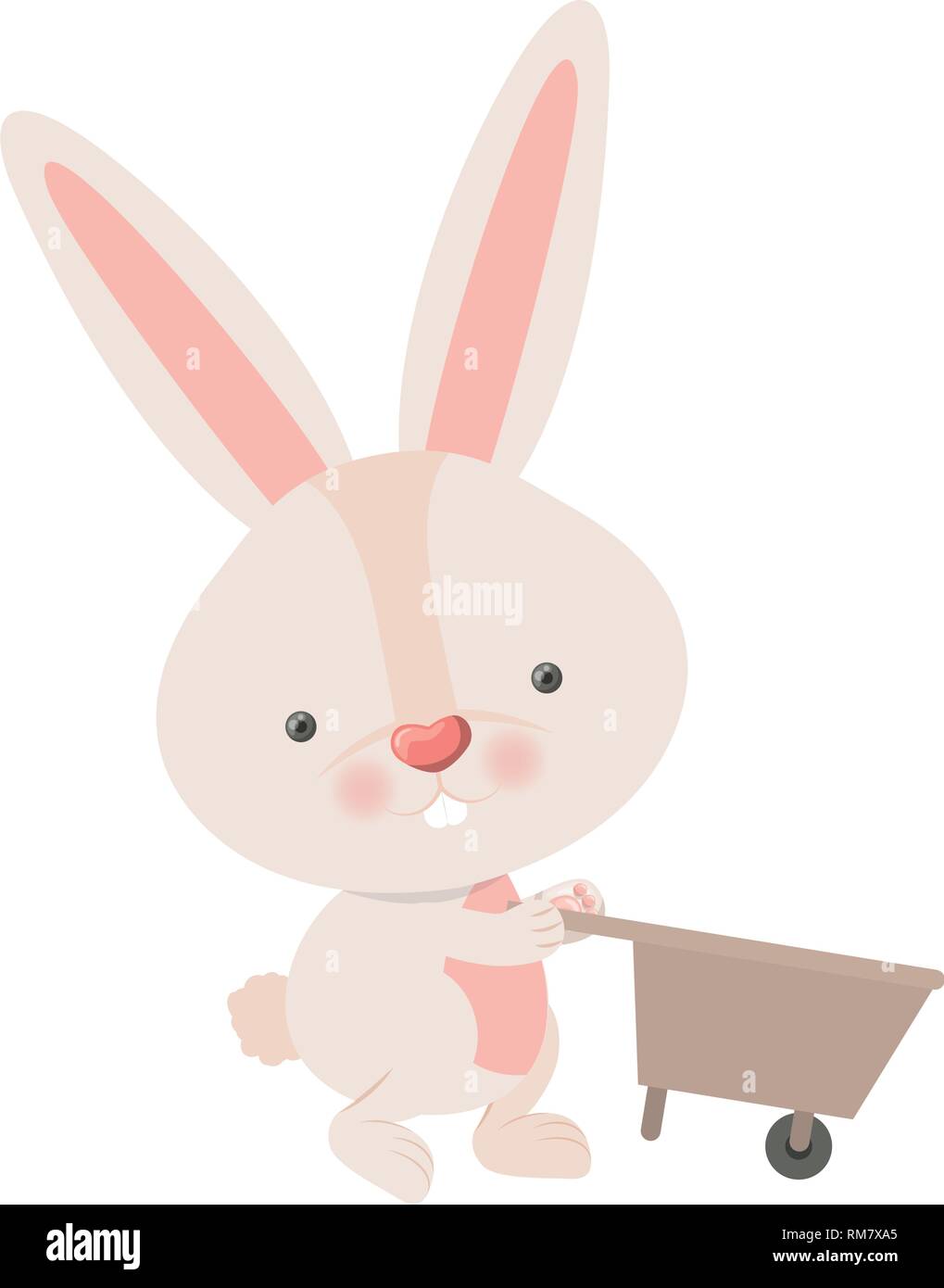 bunny with wheelbarrow isolated icon  Stock Vector