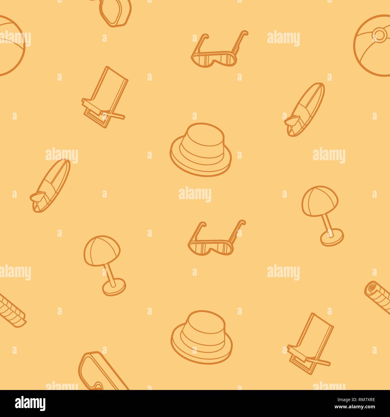 Beach outline isometric pattern. Vector illustration, EPS 10 Stock Vector