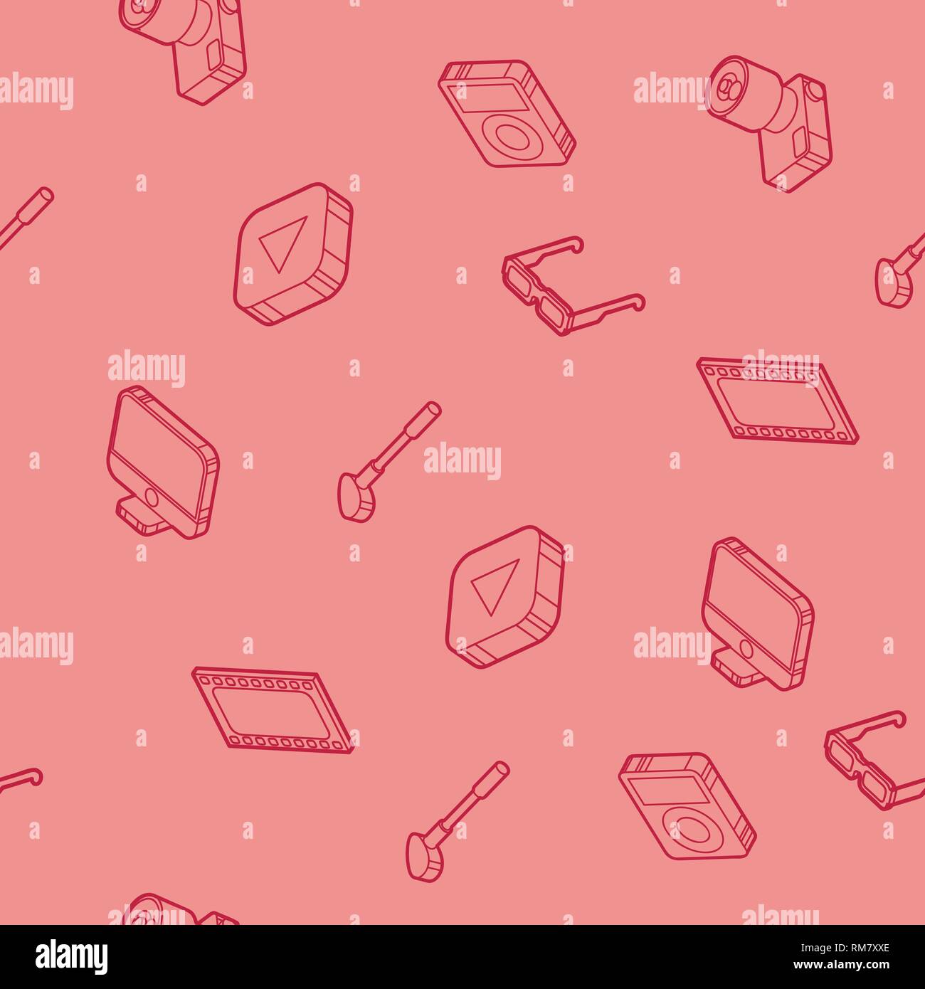 Hobbie outline isometric pattern. Vector illustration, EPS 10 Stock Vector