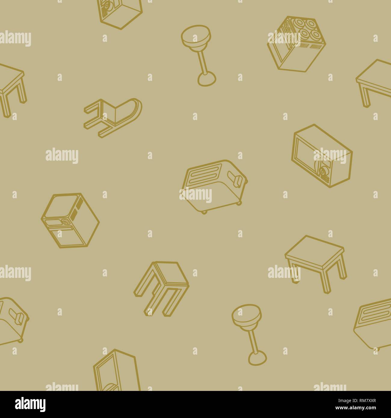 Kitchen outline isometric pattern. Vector illustration, EPS 10 Stock Vector