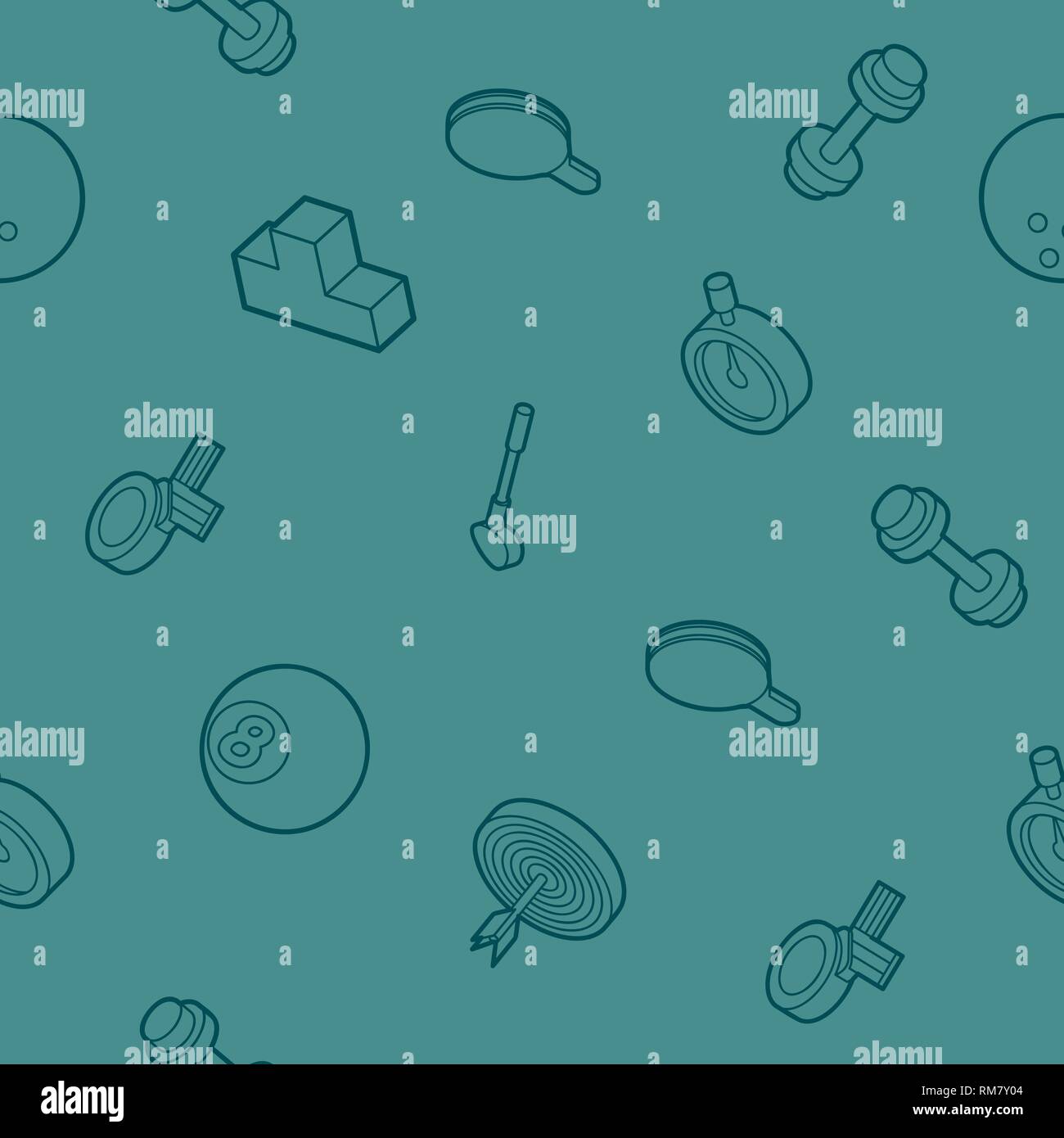 Sport outline isometric icons pattern. Vector illustration, EPS 10 Stock Vector