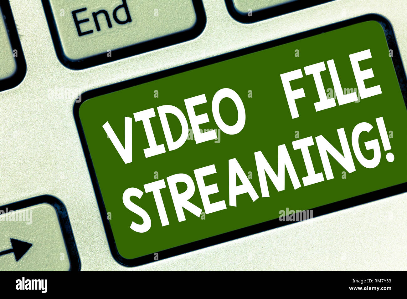 Word writing text Video File Streaming. Business concept for video be viewed online without being downloaded Keyboard key Intention to create computer Stock Photo