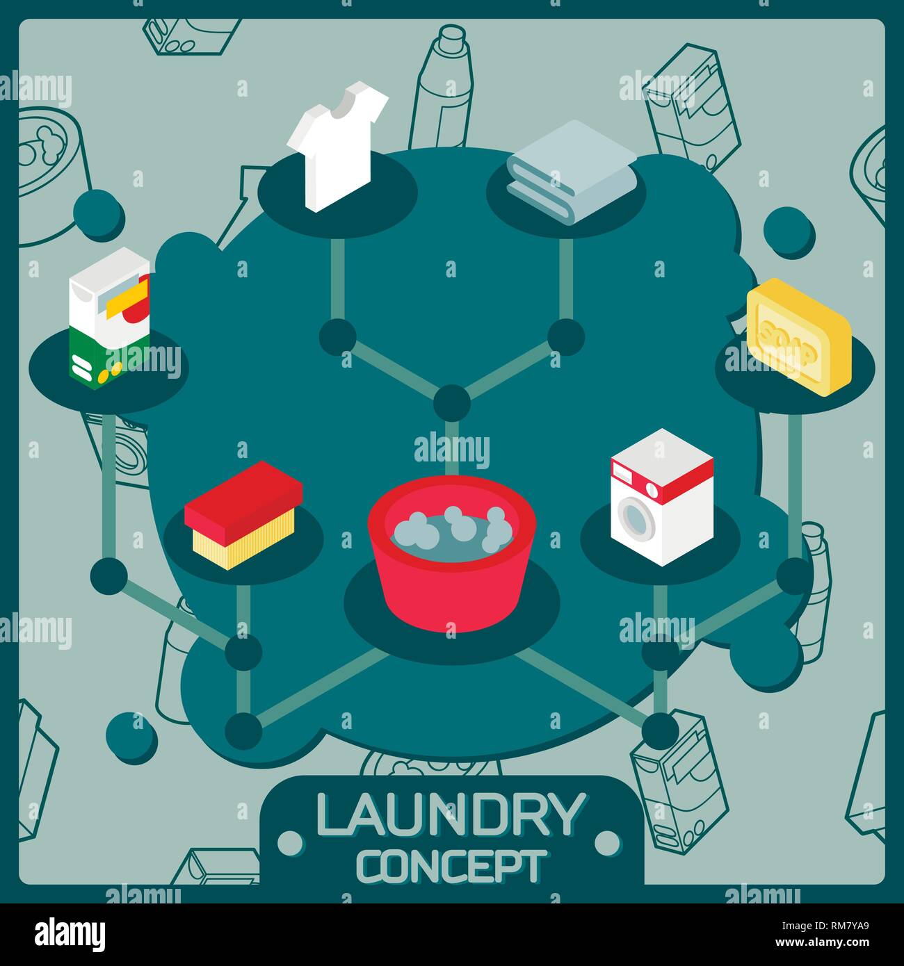 Laundry color isometric concept icons. Vector illustration, EPS 10 Stock Vector
