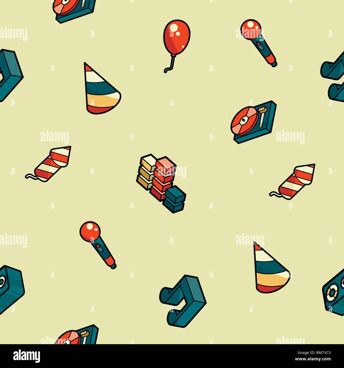 Party color outline isometric pattern. Vector illustration, EPS 10 Stock Vector