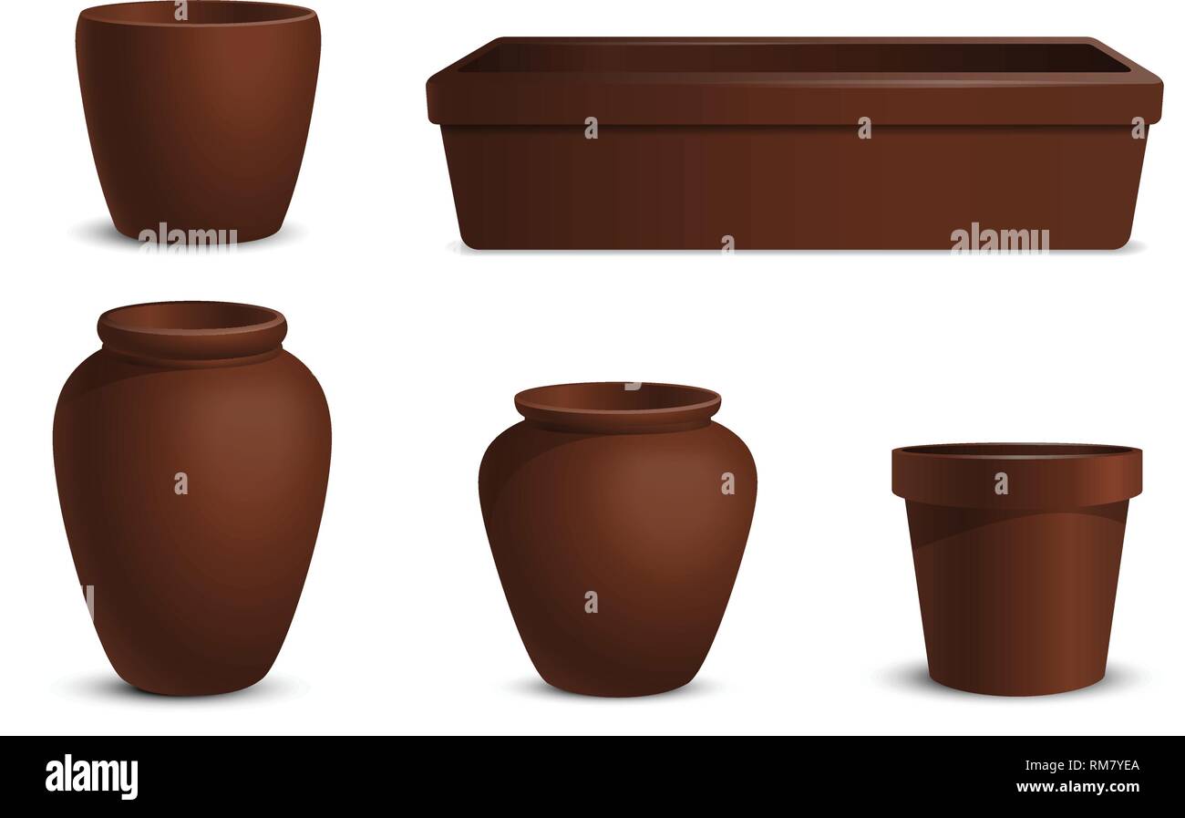 A set of flowerpots of different shapes. Stock Vector