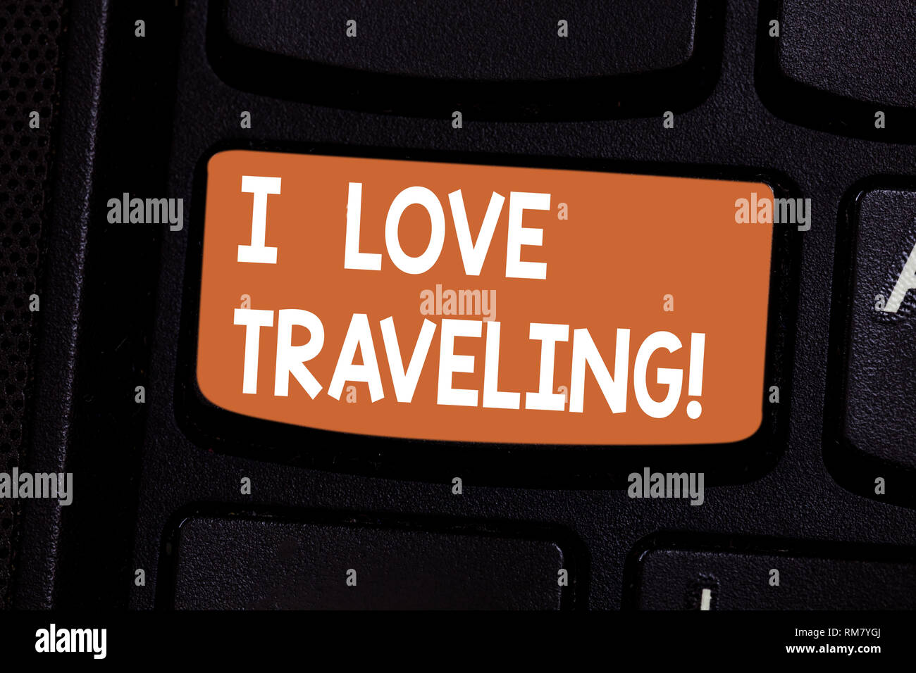 Conceptual Hand Writing Showing I Love Traveling. Business Photo 