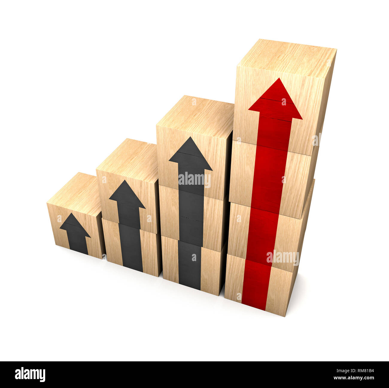 Wood block stacking as step stair with arrow up. Ladder career path ...