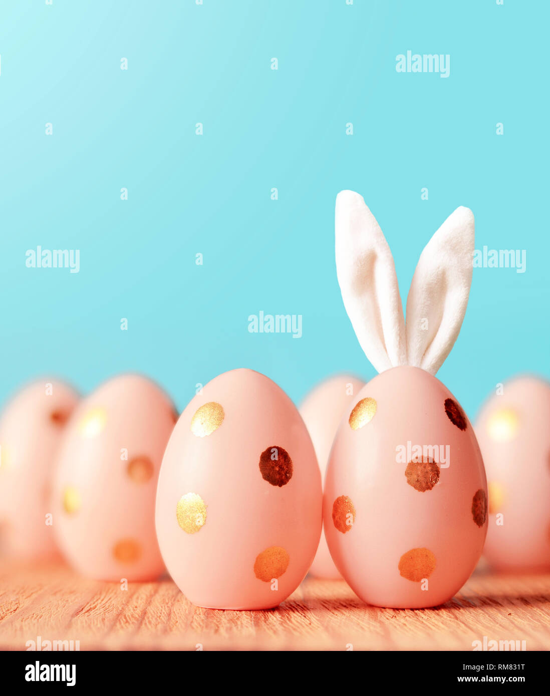 Easter eggs with bunny ears. Minimal concept Stock Photo
