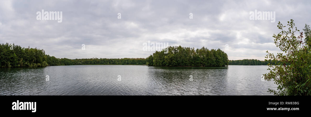 Panaroma view over the Heide lake in Bottrop, Germany Stock Photo