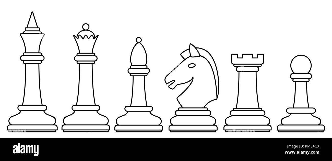 All Chess Pieces, Black And White, From Pawn To King And Queen. Flat Style  Vector Illustration. Royalty Free SVG, Cliparts, Vectors, and Stock  Illustration. Image 73418601.