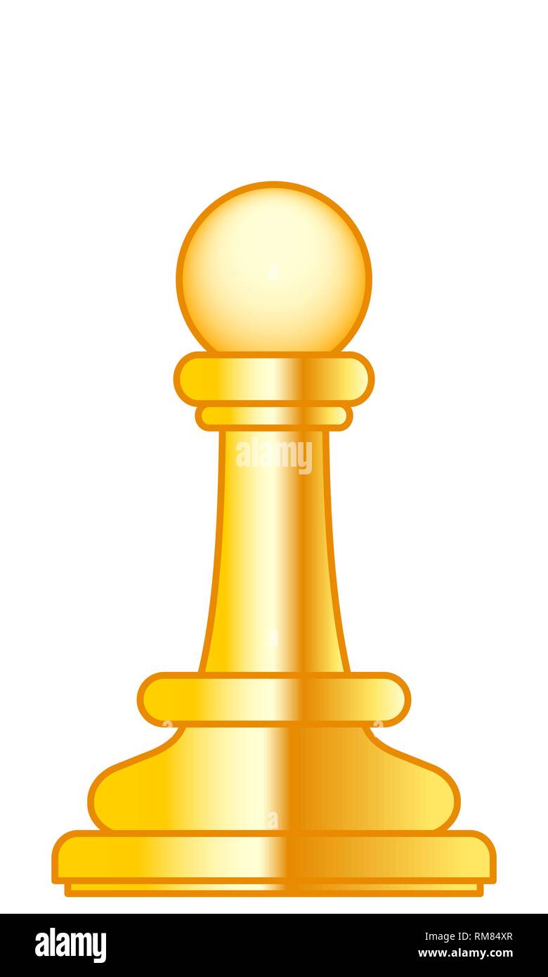 Illustration of the abstract gold chess pawn piece Stock Vector