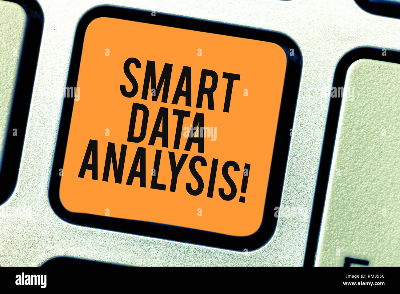 Conceptual hand writing showing Smart Data Analysis. Business photo showcasing collecting and analyzing infos to make better decisions Keyboard key In Stock Photo