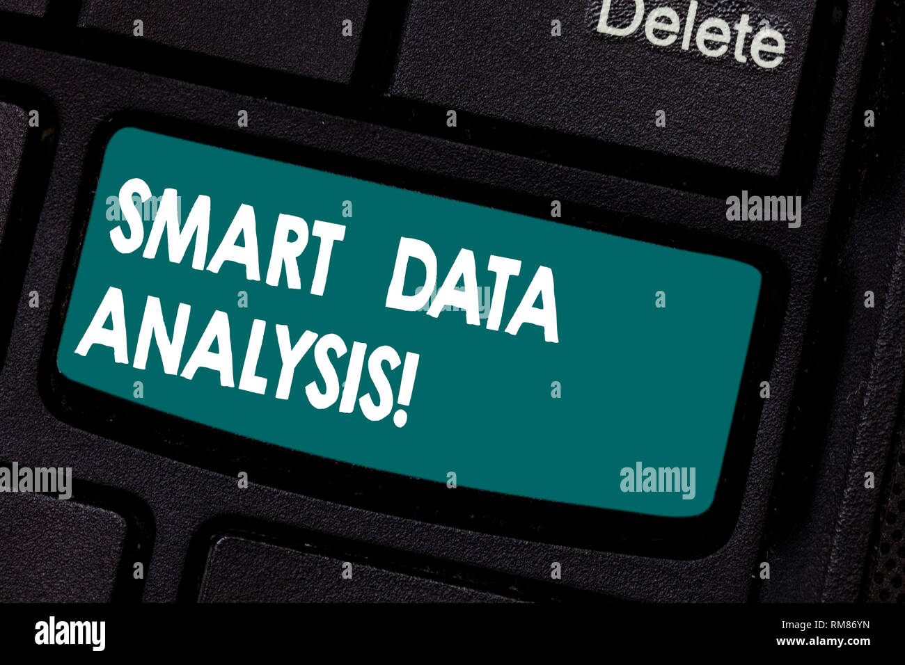 Conceptual hand writing showing Smart Data Analysis. Business photo showcasing collecting and analyzing infos to make better decisions Keyboard key In Stock Photo