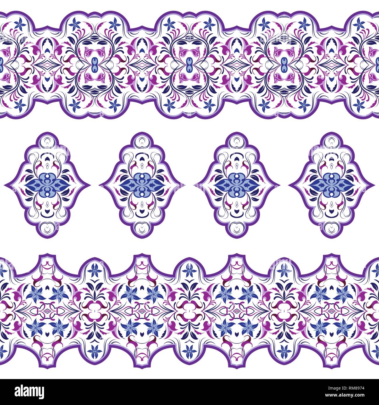 Seamless arabic patterns for border. Repeated oriental motif for fabric ...