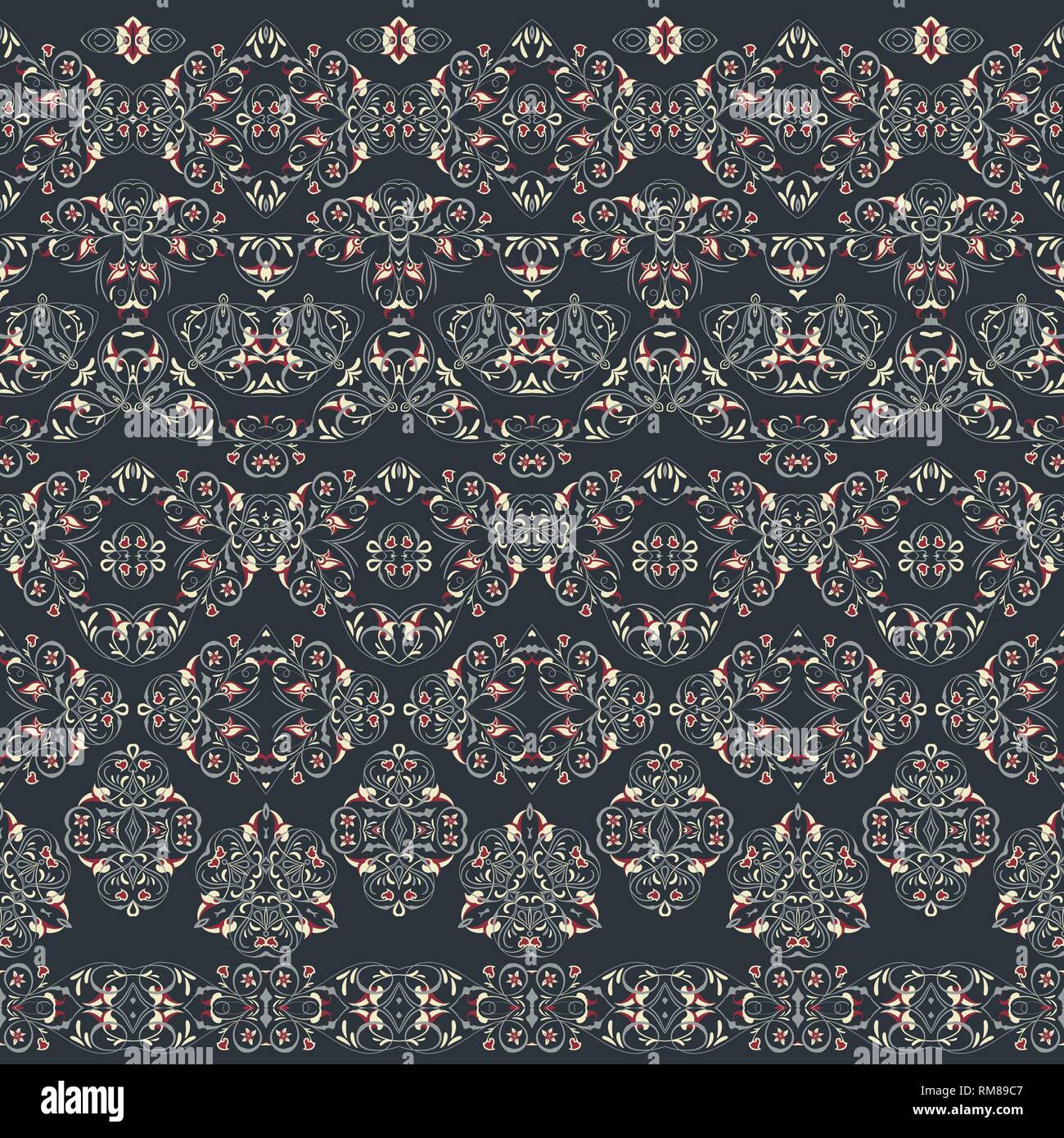 Seamless Arabic Patterns For Border Repeated Oriental Motif For Fabric Or Paper Design Arabic Pattern In Red Colors On Black Background Stock Vector Image Art Alamy