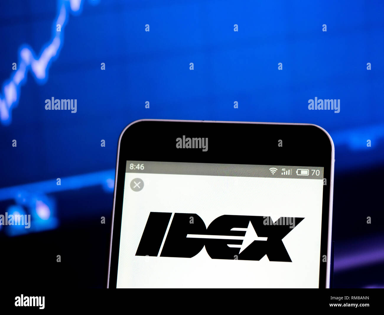 IDEX Corporation  logo seen displayed on smart phone Stock Photo