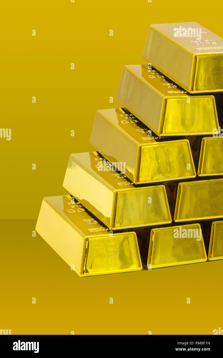 Stack of golden bars as a Financial concepts Stock Photo