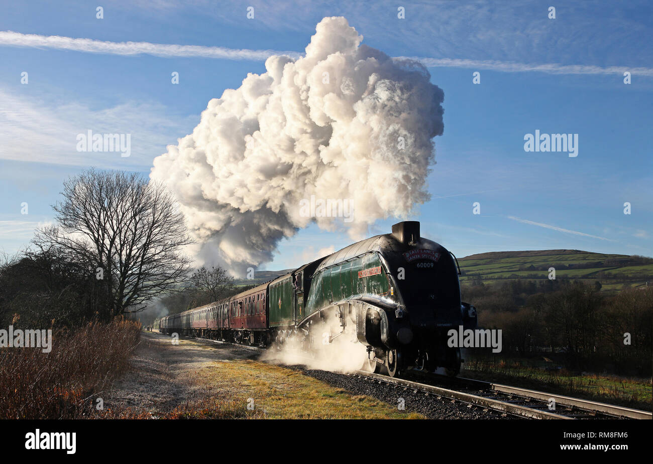 A4 60009 Union of South Africa heads away from Irwell Vale on the East lancs railway. Stock Photo
