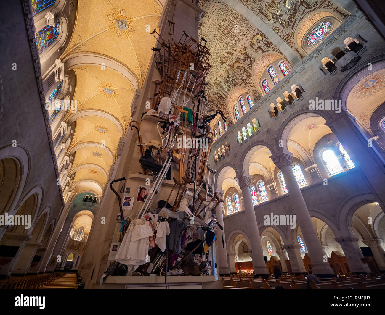 Quebec, OCT 1 Many crutches inside of the Basilica of SainteAnnede