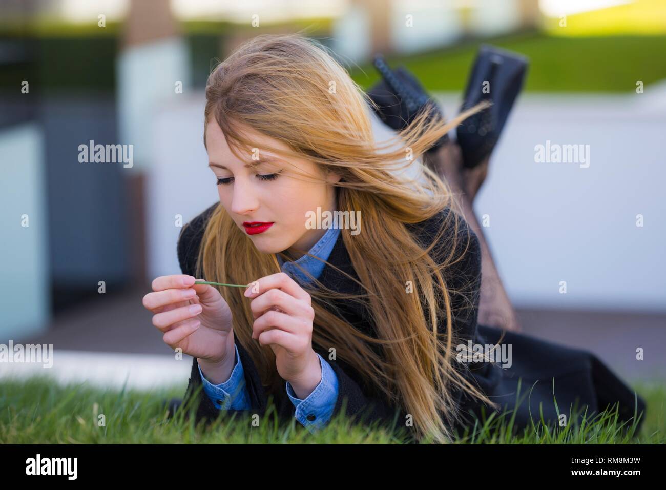 Adolescent teen aka young woman legs heels Stock Photo