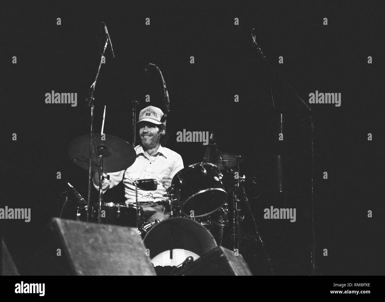 Drummer and vocalist Levon Helm of The Band is shown performing on
